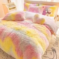 ราคา เจ้าหญิง Fengyun Mink กำมะหยี่ปะการังกำมะหยี่ Mink กำมะหยี่สี่ชิ้นชุดฤดูหนาวหนาผ้าปูที่นอน Rainbow (27066693495)