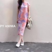 ราคา 570.- ส่งฟรี IN STOCK!!! เดรสแม็กซี่มัดย้อมเย็บตัดต่อผ้า 3 ชิ้น (9117395)