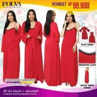 ราคา MERAH FOLVA ชุดนอนกิโมโนสแปนเด็กซ์ยาว 1434RSET สีแดงทุกไซส์ (29037922270)