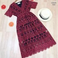 ราคา เดรสลายมงกุฏแดงเลือดหมูมือ1 (2301128081)