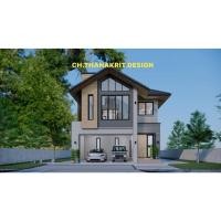 ราคา แบบบ้านจั่วผสมมินิมอล 2 ขั้น (55102394903)