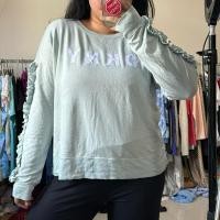 ราคา เสื้อสเวตเตอร์ DKNY Light Blue Ruffle (rijek min) (42655728773)