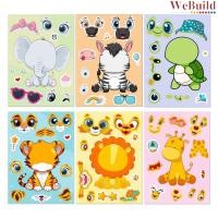 ราคา ธีมสัตว์ DIY Face Swap สติกเกอร์ (ชุด 6 ชิ้น) 动车拼图贴纸1套6 allow Lion Tiger Pelekat Haiwan WeBuild (57102406276)