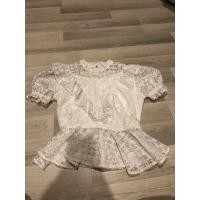 ราคา เสื้อลูกไม้แขนสั้น สีขาว (4861684677)