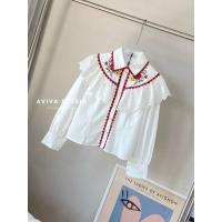 ราคา Aviva studio เสื้อเชิ้ตแขนยาวแต่งระบายลูกไม้ปักดอกกุหลาบแดง (19896218907)