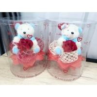 ราคา กระถางตุ๊กตาหมีขาวในกล่องพลาสติก (สีแดง) (18129809310)