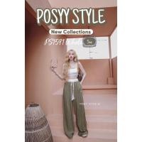 ราคา Posyy เซตกางเกงลินินลายทางสีเขียวขี้ม้า+เสื้อครอปสายเดี่ยว (44352765861)