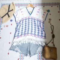 ราคา เสื้องานปักผ้าทอทรงกะเหรี่ยงชายเสื้อเป็นพู่ งานสวยน่ารัก (11335783652)