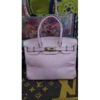 ราคา กระเป๋าหนังแท้ปั๊มลายจรเข้แอร์เมสสีชมพูอ่อนมือสอง (20359998644)