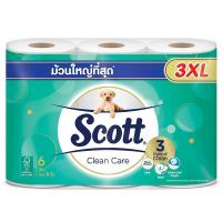 ราคา สก๊อตต์คลีนแคร์กระดาษชำระม้วนใหญ่ที่สุด 3XL แพค 6ม้วน Scott Clean Care Toilet Tissue 3XL Pack 6Roll [8888336032061] (54003144543)