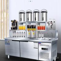 ราคา เคาน์เตอร์บาร์น้ำ โต๊ะทำงานเชิงพาณิชย์ โต๊ะทำงานแช่เย็นและตู้เย็น เคาน์เตอร์เตรียมชานมแบบครบวงจรพร้อมอ่างน้ำ (45950622527)