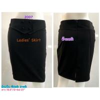 ราคา กระโปรงทำงานสีดำทรงตรง แต่งเอวพับทบซ้อนกันติดกระดุม Ladies’ Skirt (2007) (3963060882)