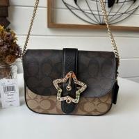 ราคา แท้ พร้อมส่งกระเป๋าสะพายข้าง สายโซ่ Coach C7013 Gemma Crossbody In Blocked Signature Canvas With Star Buckle (19015148169)