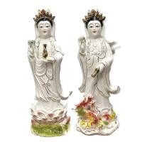 ราคา C-008 เจ้าแม่กวนอิม งานกระเบื้องกังไส นำเข้าจากจีน สวมสัตตมงกุฎ สูง 14 นิ้ว มี 2 อริยาบท C-009 (15011797384)