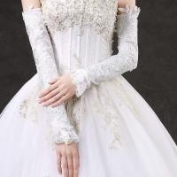 ราคา ถุงมือเจ้าสาวยาวฤดูหนาวถุงมือแต่งงานกับลูกไม้เลื่อมสีขาวสีแดง (57451060366)