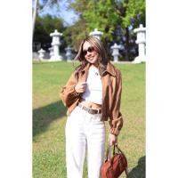 ราคา ส่งต่อ !!! Chuuchop แจ็คเก็ตหนังกลับหนังกลับ สีน้ำตาลเข้ม (43103633564)