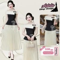 ราคา ADELA DESIGN กระโปรงจีบทําจากวัสดุมะม่วงอิตาลีคุณภาพสูงพร้อมดีไซน์เปิดไหล่เพื่อ Embellish Feminine Look MDU4686 (57201977345)