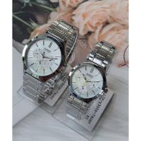 ราคา นาฬิกาคู่รัก Casio รุ่น MTP-V300D-7A ,LTP-V300D-7A นาฬิกาสายแสตนเลส หน้าปัดขาวสุดหรู ของแท้ 100% รับประกันสินค้า 1 ปี (6956023116)