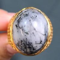 ราคา แหวนทองเหลืองชุบทองประดับโป่งข่ามแก้วขนเหล็กแท้ (25977130380)