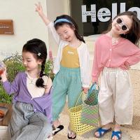 ราคา คาร์дิแกนสำหรับเด็กหญิง ลายบางและเย็นสบาย ในสไตล์เกาหลี สีทึบครีม (53153716828)