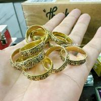 ราคา แหวนหัวนะโม แกะลายไทย รอบวง ทองเหลืองแท้ (25566379217)