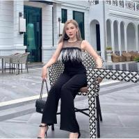 ราคา ส่งต่อจั้มยาวสีดำงานแต่งขนนกสลับขาว ไซส์L งานป้าย widelia@real งานตามหา ผ้าดี ทรงสวย (20582847145)