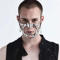ราคา Fashion Gothic Mask Cyber Punk Liquid Irregular Silver Color Hollow Women Men Party Individuation Individual Jewelry Ac (25829110152)