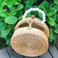 ราคา กระเป๋าสานทรงกลม#กระเป๋าสานผักตบชวา (5954871481)