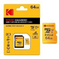 ราคา Kodak High Speed 64GB Micro SD Card U3 V30 Class 10 up to 100MB/s TF Memory Card with Adapter (42919248016)