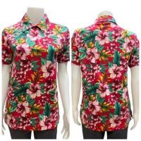 ราคา เสื้อแตงโม ลายดอก คอปกโปโล สีแดง ลายดอกชบา (27058877857)