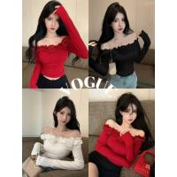 ราคา Vogueพร้อมส่ง เสื้อแขนยาวเปิดไหล่ แขนยาว ดีเทลแต่งดอกไม้ (FY2760) (26674094869)