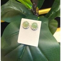 ราคา ต่างหูกลมหยกล้อมเพชร แบบติดหู งานเรียบหรู ดูแพง เสริมดวง (25113873696)