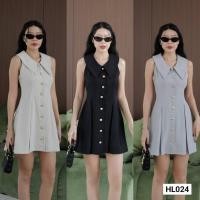 ราคา เดรสสั้นคอปก แขนกุด กระดุมสีทอง กระโปรงจับจีบทรงสวย เนื้อผ้าไม่ยืดผ้าสวย น่ารักมากๆๆ (26793804813)