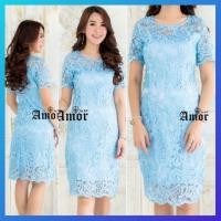 ราคา เดรสลูกไม้ แซก เดรสสีฟ้า ชุดออกงาน แขนสั้น dress งานป้าย เดรสสั้น สาวอวบ ชุดงานแต่ง เสื้อผ้าแฟชั่น ถูก พร้อมส่ง น่ารัก (2505957751)