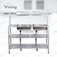 ราคา Vliving ซิ้งค์ล้างจาน อ่างล้างจานอลูมิเนียม 2 หลุม 3 ชั้น มีข้าง มีบน (5721353121)
