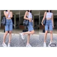 ราคา กางเกงยีนส์สียีนส์เข้ม กางเกงยีนส์ขาสามส่วน เอวสูงปรี๊ด ผ้ายืดเก็บทรง เก็บสะโพก แต่งขอบเอวกระดุมทอง (18480233957)