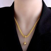 ราคา สร้อยคอเหล็กไทเทเนียมไม่จางหายแสงหรูหราซอกโซ่โอนลูกปัดไหลบอลแฟนสร้อยคอ ร2ซล (56302849352)