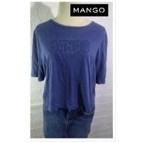 ราคา รหัส 0082 เสื้อยืด สีน้ำเงิน แบรนด์ mango ไซส์ m อกถึง 42 (27563823693)