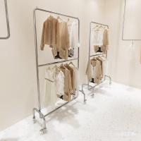 ราคา ร้านขายเสื้อผ้าผู้หญิงชั้นวางสินค้าไม้แขวนเสื้อเสื้อผ้าก้านมือถือสแตนเลสร้านขายเสื้อผ้าชั้นวางจอแสดงผลโครงตั้งสิ่งของชั้นวางไม้แขวนเสื้อชั้นสองชั้น 2ดีซ (55751985995)