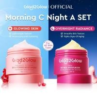 ราคา GIad2GIow Morning C Night A Set | Pomegranate Niacinamide Day Moisturizer 30g + Peach Retinol Night Moisturizer 30g Brightening Anti-Aging Facial Skincare Set (46702504304)
