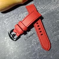 ราคา สายนาฬิกาหนังแท้ (Watch Straps) หนังวัวฟอกฝาดอิตาลี หนังสีแดง ด้ายสีแดง **แถม!! สปริงบาร์ 1 คู่ (Made in Thailand) (27735606257)