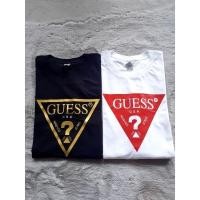 ราคา 【COD】Guess T-shirt Unisex High Quality Shirt Women's Printed Cotton Loose Black and White Top100 cotton t shirt (26056530224)
