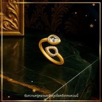 ราคา แหวนทอง 18K พลอยบุษราคัม ดีไซน์หยดน้ำ เพชรสวยเสริมดวงโชคลาภและความมั่งคั่ง A4-P203 (40469428670)