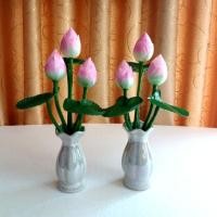 ราคา แจกันบัวบงกชประดิษฐ์ สีชมพูหวานๆ สะอาดตา ทำจากผ้า สไตล์วินเทจ แพค 1 คู่ (4537659251)