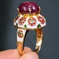 ราคา 2014 แหวนเงินแท้ลงยาถมทอง ประดับพลอยทับทิมแดงเลือดนก แบบ"บุษบาล้อมดาว" (61) (25274012346)