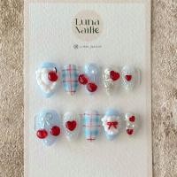 ราคา cherry nail เล็บปลอมเชอร์รี่ โทนฟ้าแดง❤️ | Luna_Nailie (25790828905)