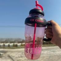 ราคา แก้วน้ำพลาสติก ICE CREAM ความจุ 1300ml มีตัวกรองชาด้านใน มีหลอดดูด แบบพกพา ใส่กาแฟ น้ำผลไม้ ชานม (26773484652)