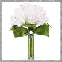ราคา ช่อดอกไม้แต่งงานที่สวยงาม ดอกไม้เพื่อนเจ้าสาวเจ้าสาว ช่อดอกไม้แต่งงาน ดอกไม้ประดิษฐ์ ช่อกุหลาบ ช่อดอกไม้เจ้าสาวสีขาว-ริบบิ้นสีเขีย (44502976470)