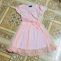 ราคา เดรสผ้ายืด กระโปรงผ้ามุ้ง สีชมพู ส่งฟรี (4404270296)