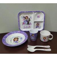 ราคา จานเมลามีน จานเด็ก ถาดหลุม แก้วน้ำ ช้อนเด็ก ลายโซเฟีย (5732910741)